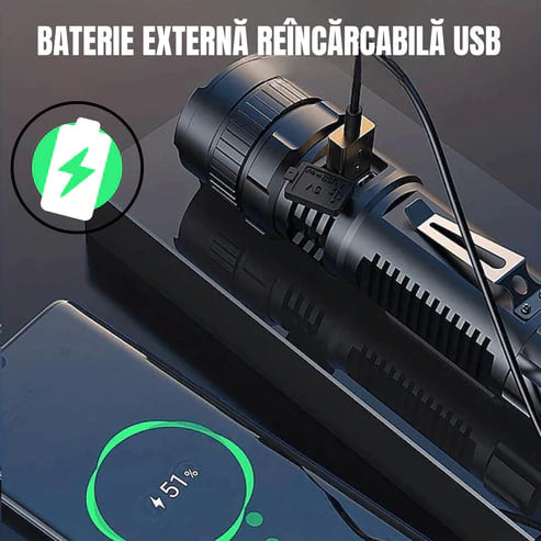 Zestaw niemieckiej latarki taktycznej laserowej + pudełko + darmowa dodatkowa bateria – TitanLux™